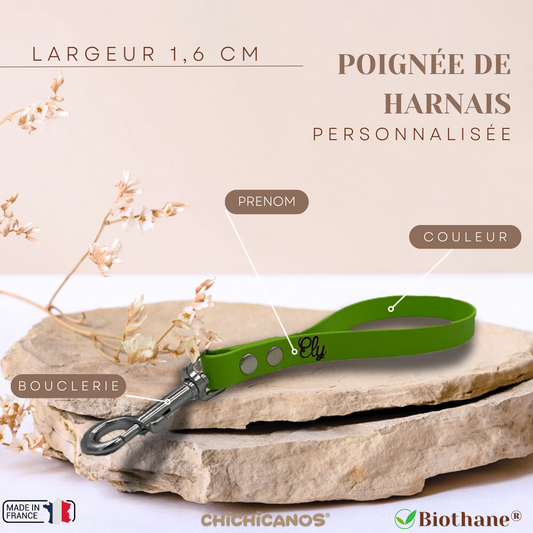 Poignée 1,6 cm personnalisée pour harnais en biothane