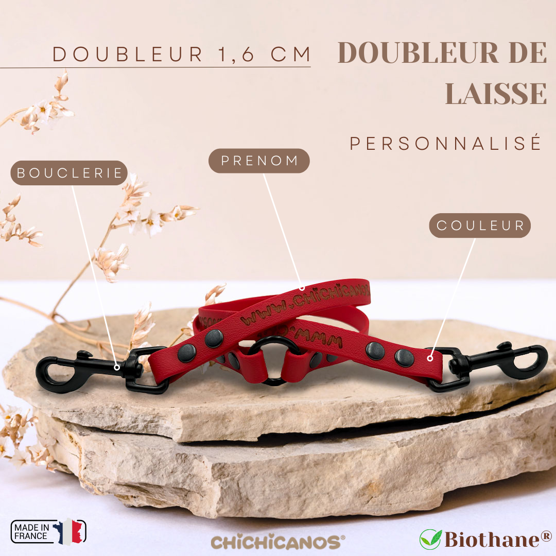 Doubleur de laisse personnalisé en biothane 1,6 cm