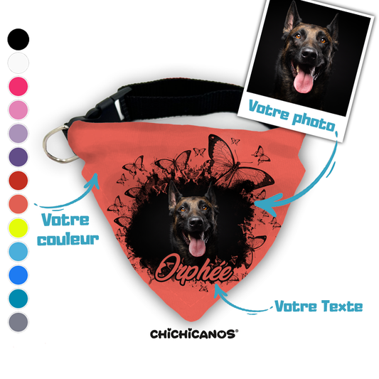 bandana avec photo personnalisé chien orange
