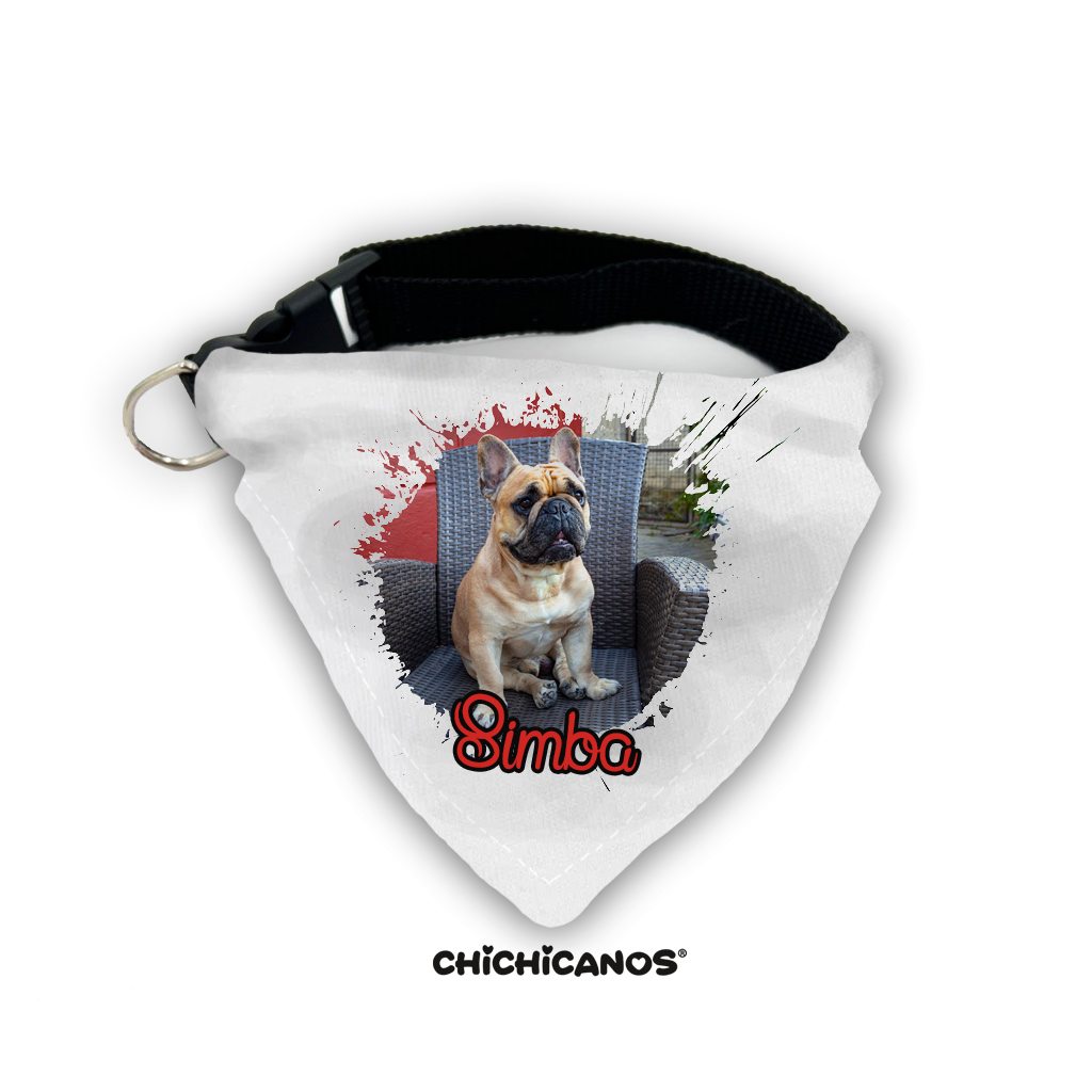 bandana avec photo personnalisé chien blanc bouledogue