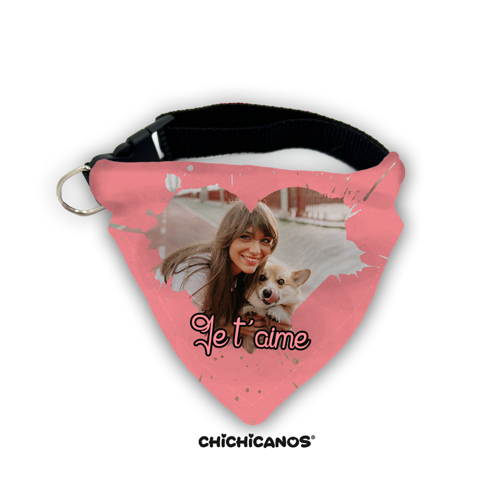 bandana avec photo personnalisé chien rose